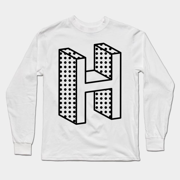 3D Ben Day Dot Isometric Letter H Long Sleeve T-Shirt by murialbezanson